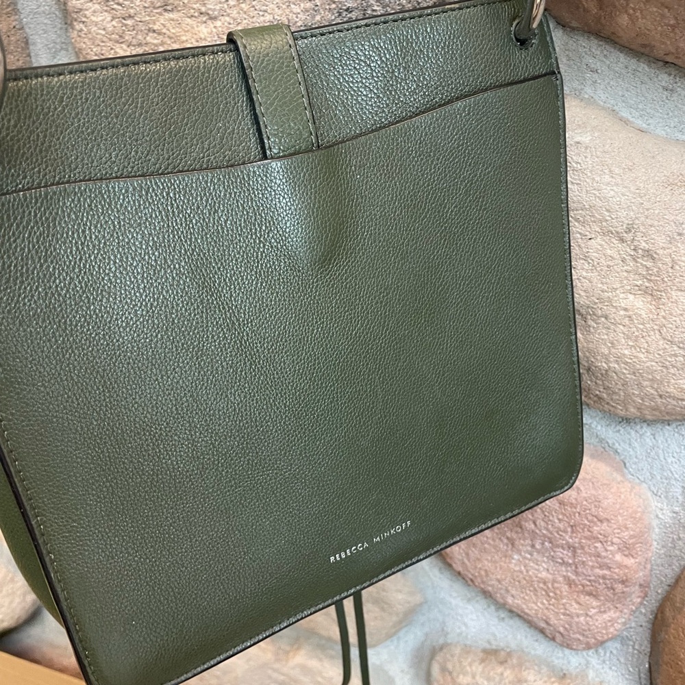 Rebecca Minkoff Hunter Green Small Megan Leather Crossbody Feed Bag 10x10 - Picture 6 of 8